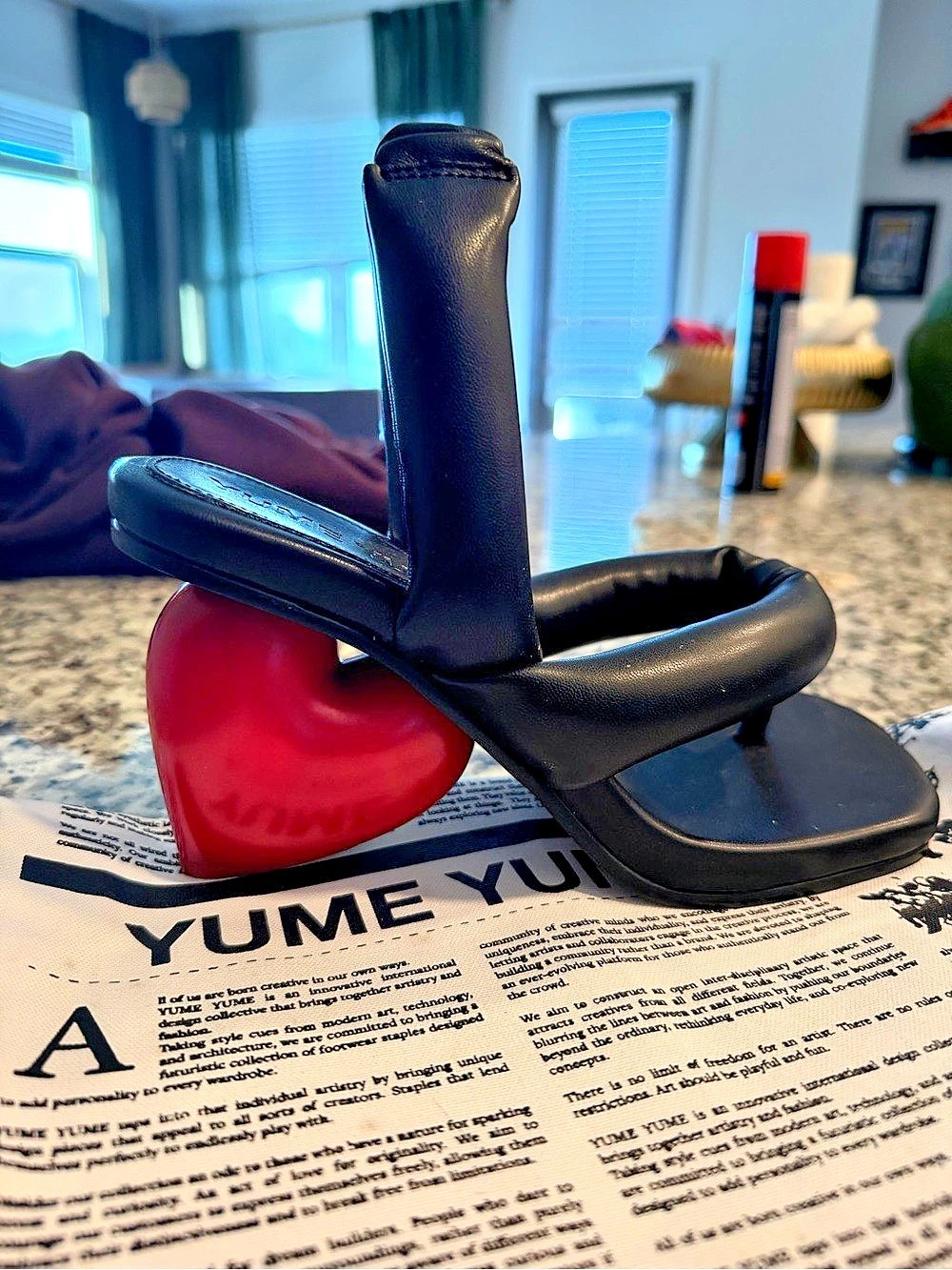 Yume Love Heel Sandals Black & Red Platform Heels
